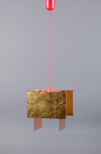 Axel Schmid for Ingo Maurer. Ceiling pendant with frame of red-lacquered metal. - Picture 3 of 9