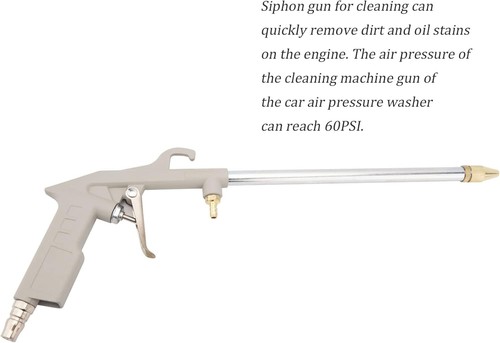 Pistola de limpieza de motor de aire 60 PSI con manguera de 5', pistola sopladora de sifón de limpieza neumática - Imagen 5 de 6