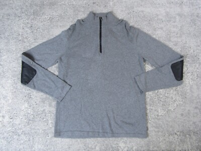 Michael Kor Sweater Mens Small Gray Long Sleeve 1/4 Zip Elbow Pads Pullover *