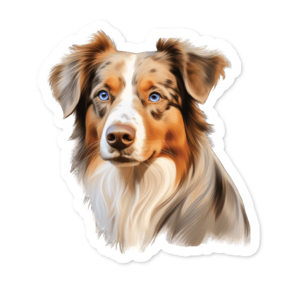 Australian Shepherd Dog Vinyl Sticker, Water Resistant, Laptop, Blue Eyes