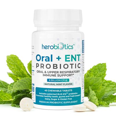 Oral Probiotics for Breath, Gingivitis & Tonsil Stones 45 Chewable Tablets