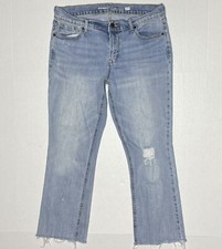 Old Navy Mid Rise Flare Cut Off Blue Jeans size 10 32  waist 