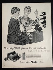 Vintage 1940s Royal Portable Typewriter Christmas Print Ad thumbnail