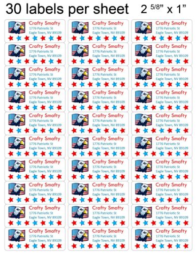 30 etiquetas de dirección de devolución personalizadas de águila calva americana y bandera de Estados Unidos - Imagen 2 de 2