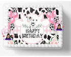 Pink Baby Cow Print Edible Image Edible Birthday Party Cake Topper DIY Cake 03