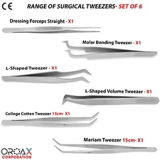 Juego de Pinzas Profesionales: Mariam, Bonding y College Tweezers OROAX