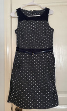 Tommy Hilfiger Navy Blue/White Polka Dot Dress w/Belt Size 8