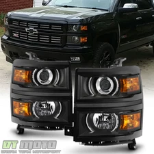 Black Projector Headlights For 2014-2015 Chevy Silverado 1500 Pickup Headlamps