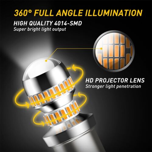 AUXITO 1157 LED Bombillas de luz de señal de giro frontal CANBUS anti hiper flash ámbar 2x - Imagen 4 de 10