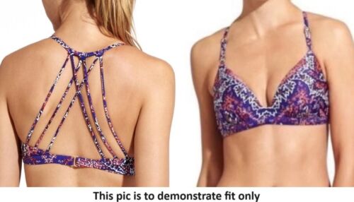 Athleta Aqualuxe Bikini Top M Strappy Back Removable Padded Cups Purple Paradise - Picture 2 of 8