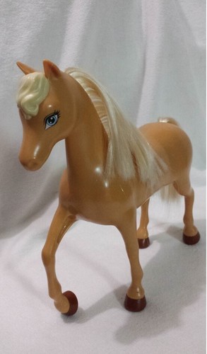 Mattel Barbie Plastic 9.75" Tall 2013 Pretend Play Horse Tan w/ Brushable Mane - Picture 2 of 11