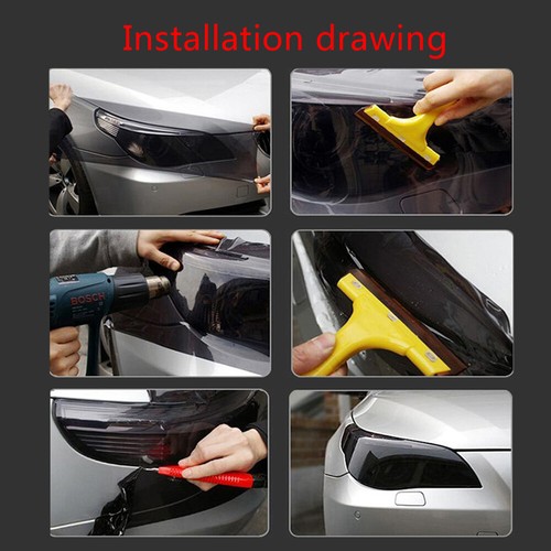 30x100cm Dark Smoke Black Tint Film Auto Headlight Tail light Car Vinyl Wrap New - Picture 12 of 12