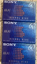 Lot of 3 SONY HiFi 60 Minute Blank Normal Bias Cassette Tapes Sealed NIP