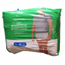 Amazon Basics Men's Size Large Protective Underwear 18 Cpunt Maximum Absorbency
