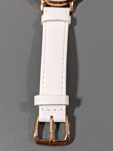 Womens Marc Bale Rose Gold Tone Round Dial White Leather Band Watch - Picture 3 of 11