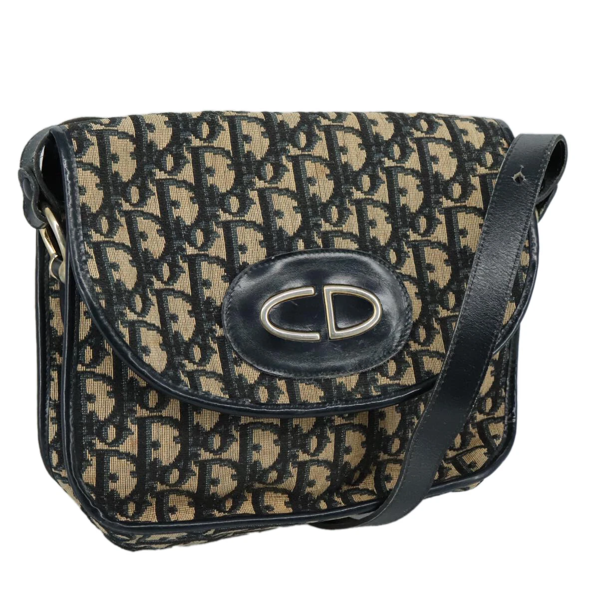 Sac bandoulière Christian Dior trotteur toile bleu marine authentique 107236