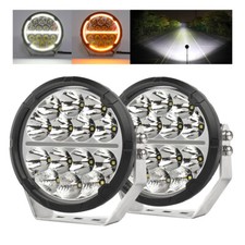 Pair 7" inch Amber/White DRL LED Work Light Bar Fog Lamp Offroad Driving Truck