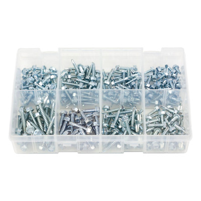 240 Stck. Sortiment Box Selbstbohrende Sechskant Blechschrauben 8 10 12 Stärke