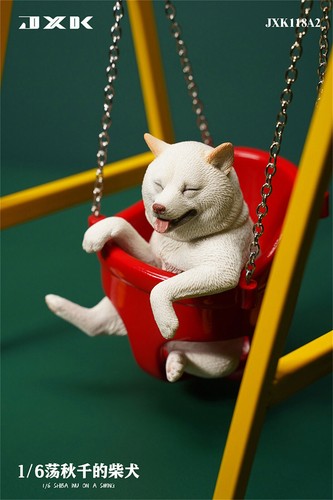 JXK 1/6 Shiba Inu On A Swing Model Dog Action Figure Pendant Animal Pet Decor - Picture 8 of 17
