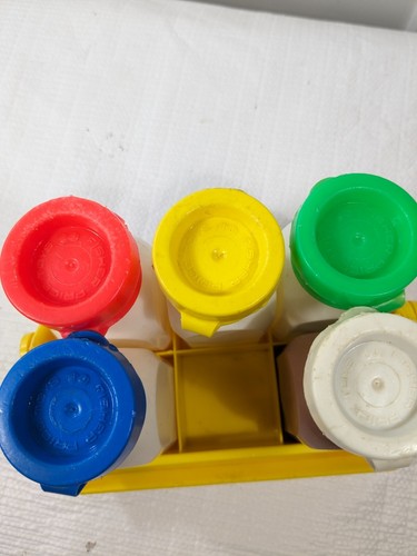 Vintage Fisher Price Milk Bottles Carrier Caddy Lids 637 Play Food Chocolate - Picture 9 of 14