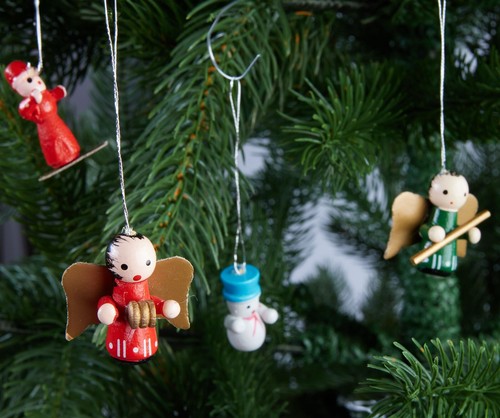 Set di 24 Figurine Natale Decorazioni Appendere Albero Ornamento Legno Miniatura - Foto 20 di 30