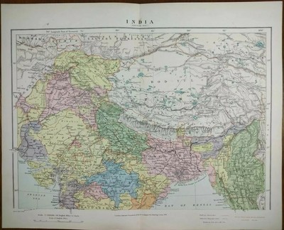 Delhi To Kanpur Map Vintage 1896 India Map ~ Old Antique Original New Delhi Lucknow Kanpur  Bombay | Ebay