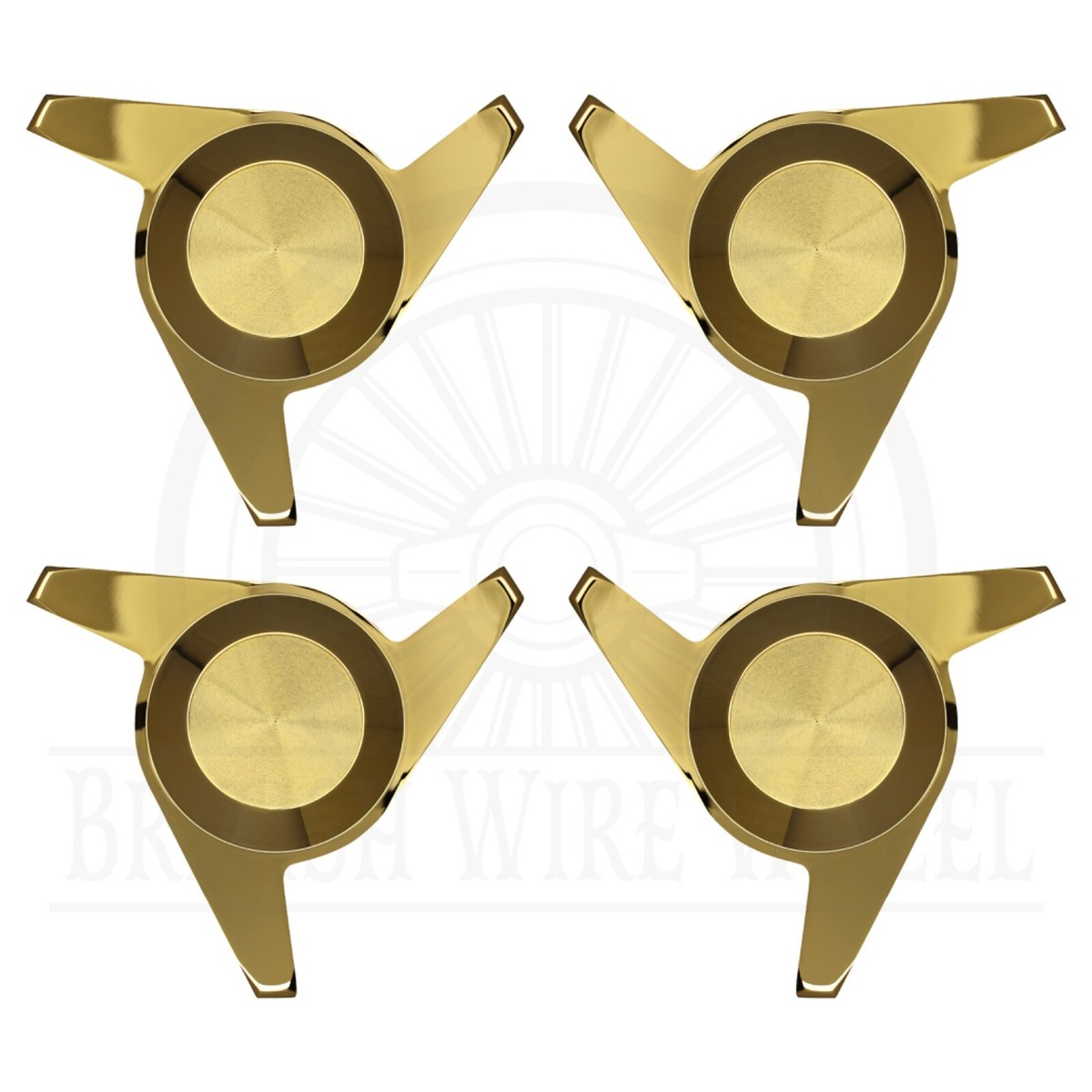 アクセサリー AC Heritage Three-Wheeler Superblower 3 Bar/Ear Cut Swept Gold Knock Off Spinner Caps for Lowriders