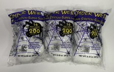 Super Stretch Spider Web Halloween Party Decor Prop White Realistic 16 Ft 3 Pack