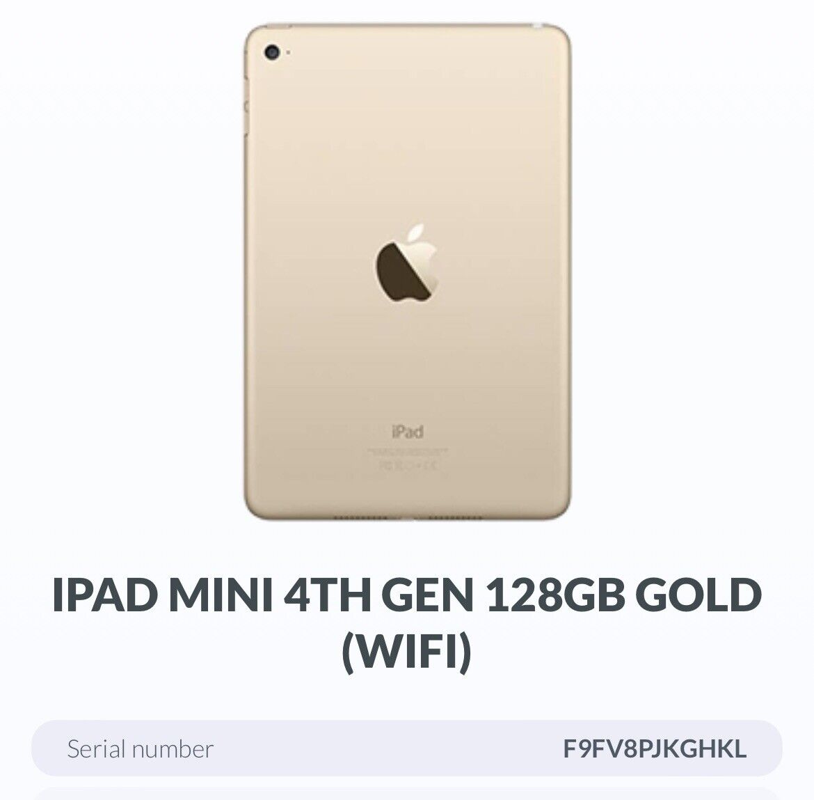 Y3.37 - Apple iPad Mini 4th Gen 128GB GOLD (WIFI) READ Y3.37 - Apple iPad Mini 4th Gen 128GB GOLD (WIFI) READ