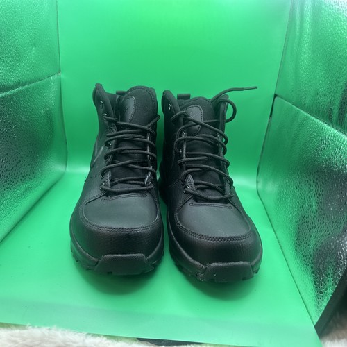 Nike Manoa Leather Hiking Boots Big Kids Size 5Y Triple Black Lacing BQ5372-001 - Picture 3 of 7