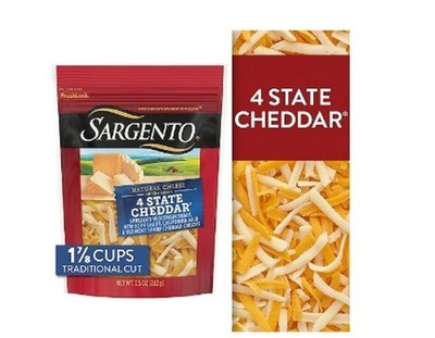 Sargento Shredded 4 State Cheddar Natural Cheese, 7.5 oz (2 Pack)