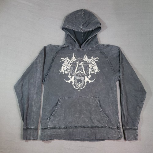 Affliction Mens Shirt Size Large Black Hoodie Pullover Skate Grunge Streetwear