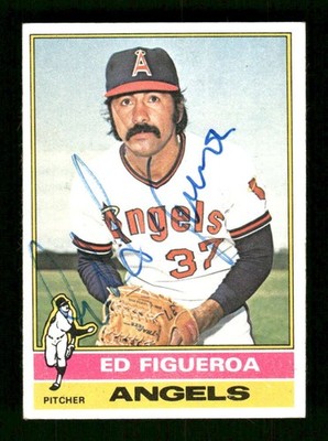 1976 Topps #27 Ed Figueroa  signed autograph EX, blue sharpie EAA1 BXCP71