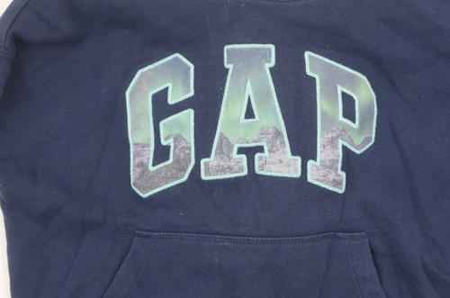 GAP Girls Blue Pullover Hoodie, Logo, Size S, Fleece - Picture 3 of 12