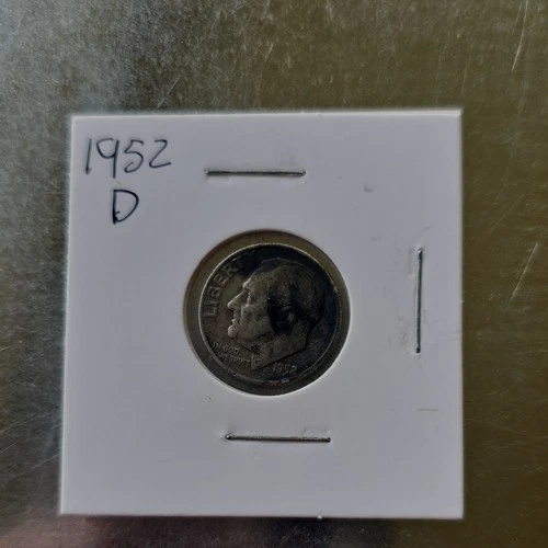 Roosevelt Dime 1952-D Circulated 90% Silver 10C Denver Mint Uncertified Coin
