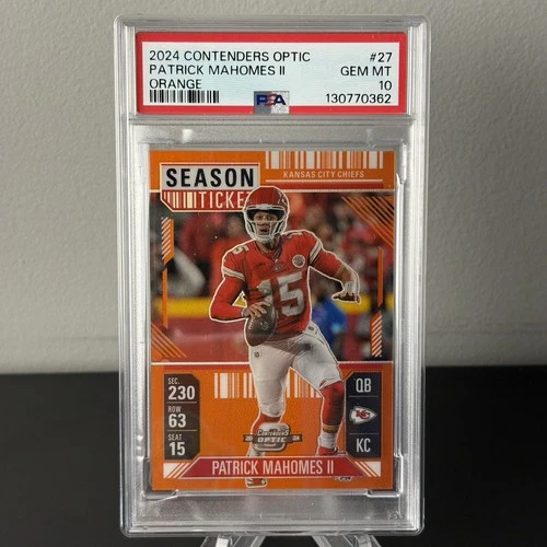 New ListingPatrick Mahomes 2024 Optic Contenders Ticket Orange Prizm /75 PSA 10 POP 12