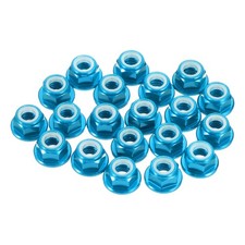 30 Pcs M3 Pitch 0.5mm Aluminum Alloy Lock Nuts Flanged Hex Nuts, Light Blue