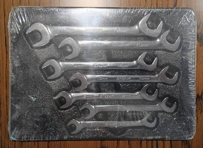 NEW Snap On SVSM807A 7 pc Metric Flank Drive Four-Way Angle Open-End Wrench Set