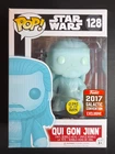 Funko Pop! Star Wars: Qui Gon Jinn #128 Glow 2017 Con Exclusive With Protector