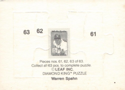 1989 Donruss #61-63 Warren Spahn Warren Spahn Puzzle - Bild 2 von 2