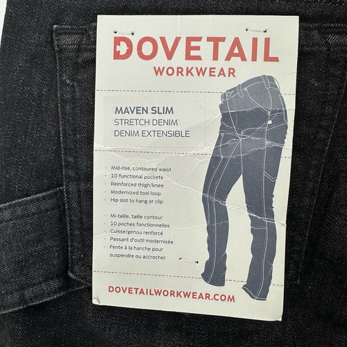 Dovetail Workwear Pants Womens 10x30 Maven Slim Canvas Black Denim Work NEW - Picture 5 of 11