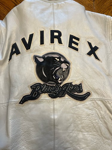 Vtg Avirex Authentic Varsity Sports Equipment Black Aces Leather Jacket Sz 4XL - Picture 21 of 21