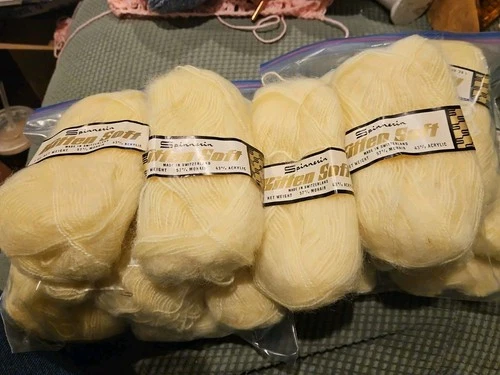 16 Skeins*** Spinnerin Kitten Soft Vintage Yarn 57% Mohair 43% Acrylic  Yellow  - product listing photo