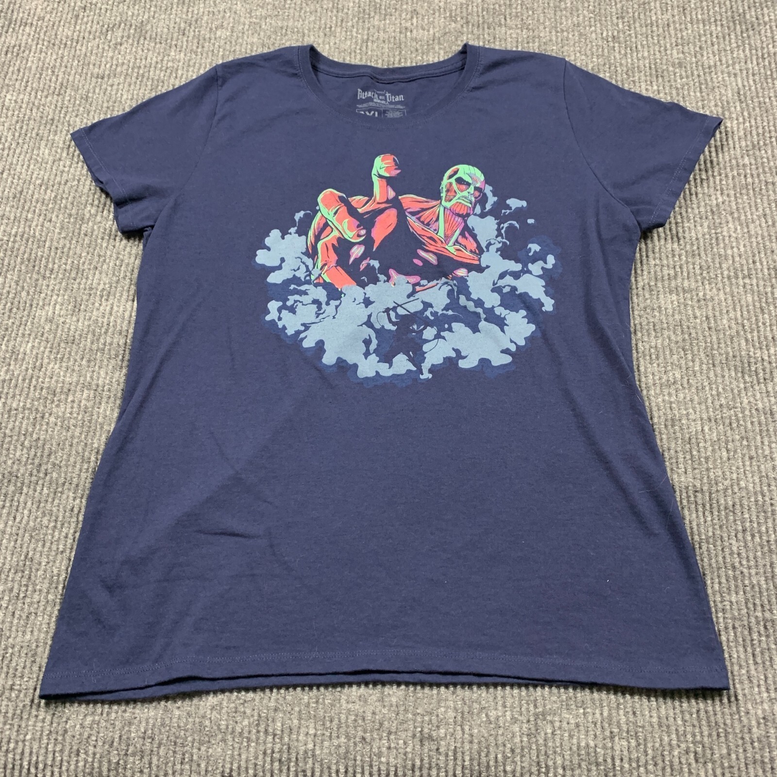 Attack On Titan T Shirt Womens 2XL XXL Blue Season 2 Loot Wear Exclusive Graphic