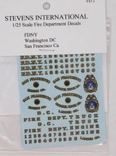 Fire Department Decals 1:25 FD2 FDNY New York Washington DC San Francisco CA