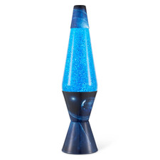 Original 14.5 Inch Azure Galaxy Pattern Lava Lamp, Silver Glitter Wax in Blue Li
