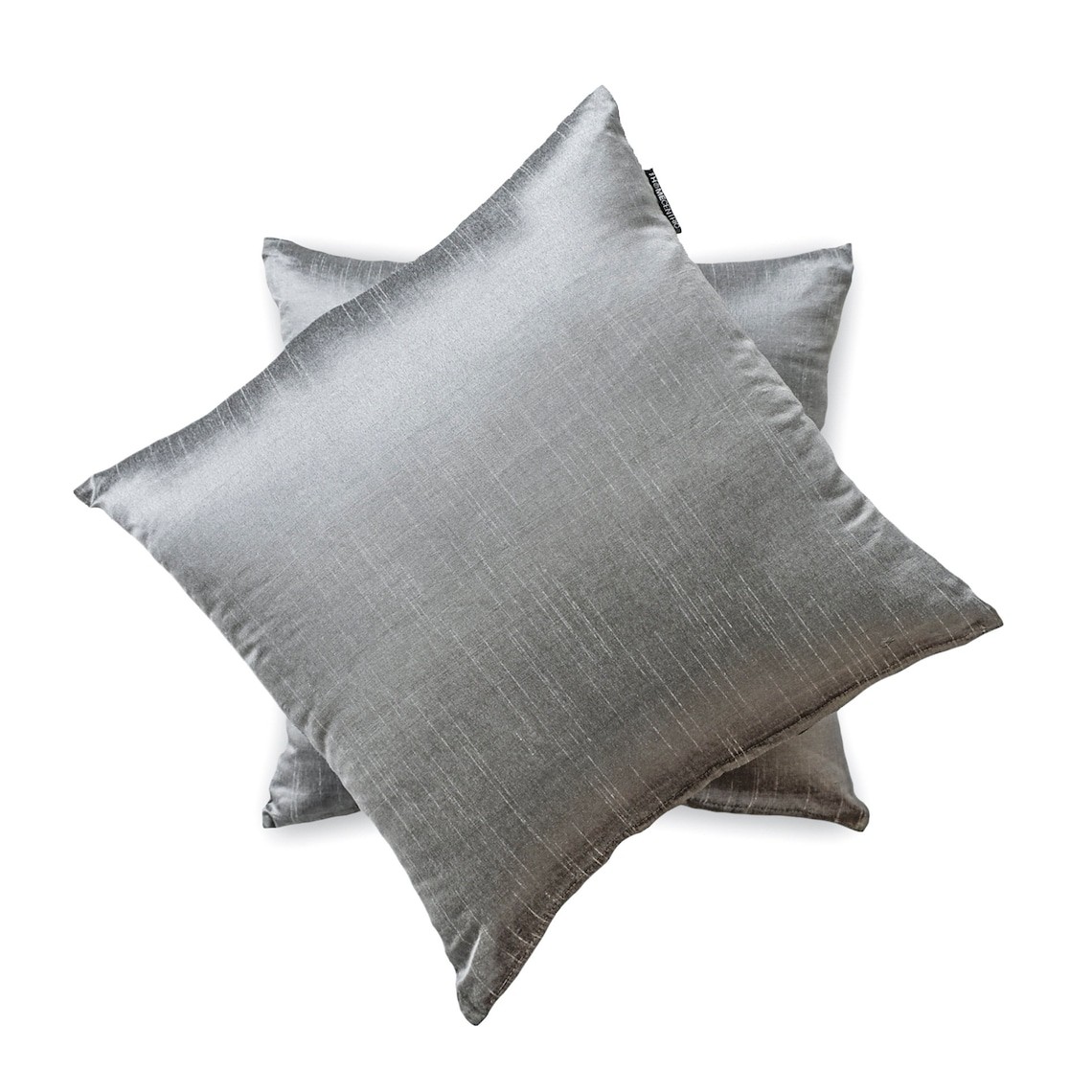 Silver Grey Art Silk Lumbar Pillow Covers, Pack of 2-Silver Gray Luxury