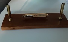 Schreibtischgarnitur ewiger Kalender Stifthalter Messing +Holz 1940er/50er Jahre