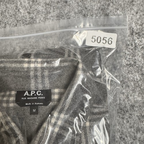 APC Shirt Men Medium Gray Plaid Wool Blend Heavyweight Flannel Rue Madame Paris - Picture 10 of 10