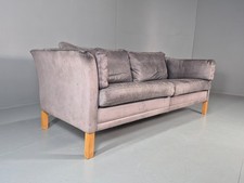 Vintage Mogens Hansen 2.5 Seat Settee Grey Leather 1980s Retro EB11645 M3SS